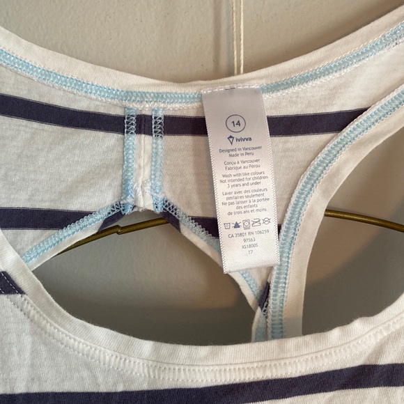 Ivivva Lululemon Happy Livin Tank size 14 white striped sleeveless tanks - Picture 3 of 9